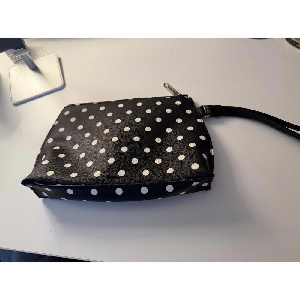 Talbots Black and White Polka Dot Wristlet Clutch Bag